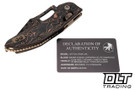 Microtech Stitch Ram-Lok - Live Wire Carbon Fiber - Bronze Titanium Accents - Baker Forge Coppermai Elite Damascus Blade - Marfione Select - 169RL-16MS2