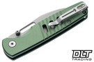 Bestechman Vector - Green Anodized Aluminum - Bead Blasted D2 Blade