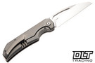 Bestech Knives Mini Taipan - Bead Blasted Titanium - Vertical Satin Slotted MagnaCut Blade