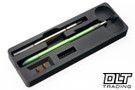 MachineWise ROTA Pen - Click Mechanism - Straight Fluted Lime Green Titanium - Clip Delete #0370