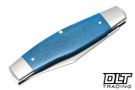 Jack Wolf Knives Stockman with Smooth Blue Bone handles and a Satin 14C28N Blade shown closed.