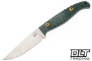 Waxed Wing Aster - Hand Textured Forest Green G-10 - Satin AEB-L Clip Point Blade