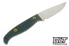 Waxed Wing Aster - Hand Textured Forest Green G-10 - Satin AEB-L Clip Point Blade