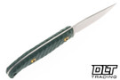 Waxed Wing Aster - Hand Textured Forest Green G-10 - Satin AEB-L Clip Point Blade