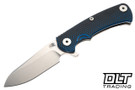 Hinderer Project X Sheepsfoot MagnaCut - Stonewashed Titanium & Blade - Blue & Black G-10