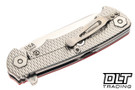 Hinderer Project X Sheepsfoot MagnaCut - Stonewashed Titanium & Blade - Red G-10