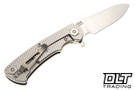 Hinderer Project X Sheepsfoot MagnaCut - Stonewashed Titanium & Blade - Translucent Green G-10 - Back