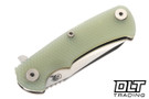 Hinderer Project X Sheepsfoot MagnaCut - Stonewashed Titanium & Blade - Translucent Green G-10