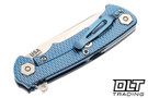 Hinderer Project X Sheepsfoot MagnaCut - Blue Anodized Titanium - Stonewashed Blade - Black G-10