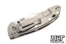 Hinderer 3.5" XM-18 Non Flipper Bowie MagnaCut - Bead Blasted Titanium - Stonewashed Blade - Coyote G-10