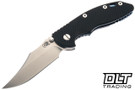 Hinderer 3.5" XM-18 Non Flipper Bowie MagnaCut - Blue Anodized Bead Blasted Titanium - Stonewashed Blade - Black G-10