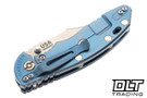 Hinderer 3.5" XM-18 Non Flipper Bowie MagnaCut - Blue Anodized Bead Blasted Titanium - Stonewashed Blade - Black G-10