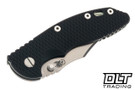 Hinderer 3.5" XM-18 Non Flipper Bowie MagnaCut - Green Anodized Bead Blasted Titanium - Stonewashed Blade - Black G-10