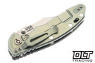 Hinderer 3.5" XM-18 Non Flipper Bowie MagnaCut - Green Anodized Bead Blasted Titanium - Stonewashed Blade - Black G-10