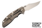 Hinderer 3.5" XM-18 Non Flipper Bowie MagnaCut - Bronze Anodized Bead Blasted Titanium - Stonewashed Blade - Black G-10 - Back