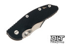 Hinderer 3.5" XM-18 Non Flipper Bowie MagnaCut - Bronze Anodized Bead Blasted Titanium - Stonewashed Blade - Black G-10