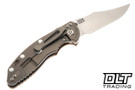 Hinderer 3.5" XM-18 Non Flipper Bowie MagnaCut - Bronze Anodized Bead Blasted Titanium - Stonewashed Blade - Coyote G-10 - Back