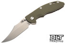 Hinderer 3.5" XM-18 Non Flipper Bowie MagnaCut - Bronze Anodized Bead Blasted Titanium - Stonewashed Blade - OD Green G-10
