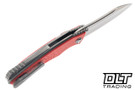 Hawk Talon - Titanium Handle - Pulse Red Glass FatCarbon Overlay - Brightwash M390 Blade