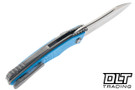 Hawk Talon - Titanium Handle - Ocean Blue Glass FatCarbon Overlay - Brightwash M390 Blade
