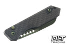 Heretic Jinn Auto - Metallic Green MagnaCut Blade - Carbon Fiber Blade
