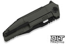 WE Knife Barracks WE25078-1 - Dark Olive Titanium - Hand Polished Satin - Black Stonewash Flats M390