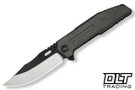 WE Knife Barracks WE25078-1 - Dark Olive Titanium - Hand Polished Satin - Black Stonewash Flats M390