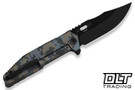 WE Knife Barracks WE25078-3 - Pixel Pattern Titanium - Black Stonewash Bevels - Black Brushed Flats M390 Blade