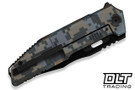 WE Knife Barracks WE25078-3 - Pixel Pattern Titanium - Black Stonewash Bevels - Black Brushed Flats M390 Blade