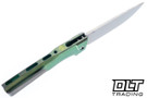 MachineWise Sonora - Ti Bolster - Distressed Lime Green Anodized Titanium - Fine Step Texture - Stonewashed S90V Blade #2184