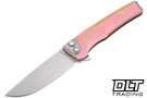 MachineWise Sonora - Ti Bolster - Pink Anodized Gold Distressed Titanium - Diamond Texture - Stonewashed S90V Blade #2199