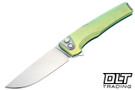 MachineWise Sonora - Ti Bolster - Lime Green Anodized Smooth Titanium - Stonewashed S90V Blade #2196