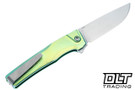 MachineWise Sonora - Ti Bolster - Lime Green Anodized Distressed Titanium - Sunray Texture - Stonewashed S90V Blade #2218