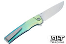 MachineWise Sonora - Ti Bolster - Distressed Green Teal Fade Anodized Titanium - Epicenter Texture - Stonewashed S90V Blade #2194