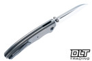 Trevor Burger Custom Knives Dakar Recessed - Ridged Vapour Blast Titanium - Darkened Ti Accents
