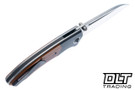Trevor Burger Custom Knives Dakar Recessed - Darkened Ti Bolster - Brown Linen Micarta - Ti Accents