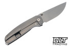 Cerberus Aurelius Plain Jane - Zirblast Milled Titanium - Space Cherry Spun Glass Pivot Screw Inlay - Blasted & Tumbled Vanax Blade