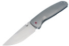 Cerberus Aurelius Plain Jane - Zirblast Milled Titanium - Space Cherry Spun Glass Pivot Screw Inlay - Blasted & Tumbled Vanax Blade