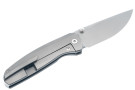 Cerberus Aurelius Plain Jane - Zirblast Milled Titanium - Space Cherry Spun Glass Pivot Screw Inlay - Blasted & Tumbled Vanax Blade