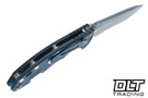 Hinderer 3.5" XM-18 Non Flipper Recurve MagnaCut - Battle Blue Anodized Titanium - Working Finish Blade - Black G-10