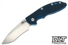 Hinderer 3.5" XM-18 Non Flipper Recurve MagnaCut - Blue Anodized Titanium - Stonewashed Blade - Blue & Black G-10