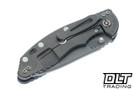 Hinderer 3.5" XM-18 Non Flipper Recurve MagnaCut - Working Finish Titanium & Blade - Blue & Black G-10