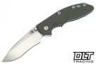 Hinderer 3.5" XM-18 Non Flipper Recurve MagnaCut - Stonewashed Titanium & Blade - OD Green G-10