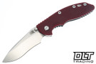 Hinderer 3.5" XM-18 Non Flipper Recurve MagnaCut - Stonewashed Titanium & Blade - Red G-10