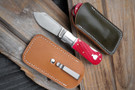 Finch Sugar House Knife Syndicate - Pretty Boy Bloodline - Red Sawcut Bone - Satin 14C28N Blade