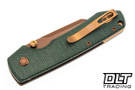 Vosteed Raccoon - Green Canvas Micarta - Copper Dune 14C28N Blade