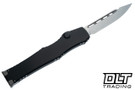 Microtech Halo VII - Black Anodized Alloy Aluminum - Stonewash Clip Point M390MK Blade - 1350-10MS1