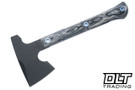 RMJ Tactical Jenny Wren Hammer Poll - Graphite Black 80CRV2 - Urban Camo G-10 - Blue Fasteners