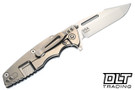 Hinderer Eklipse Skinny Fullered Harpoon Spanto MagnaCut - Stonewashed Titanium & Blade - Blue & Black G-10 - Back