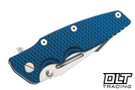 Hinderer Eklipse Skinny Fullered Harpoon Spanto MagnaCut - Stonewashed Titanium & Blade - Blue & Black G-10